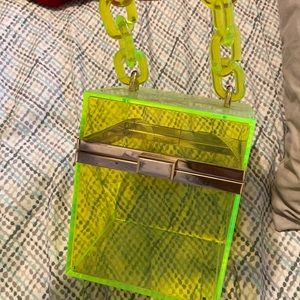 Green clear box hand purse